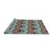 Sideview of Machine Washable Transitional Sienna Brown Rug, wshpat3091lblu