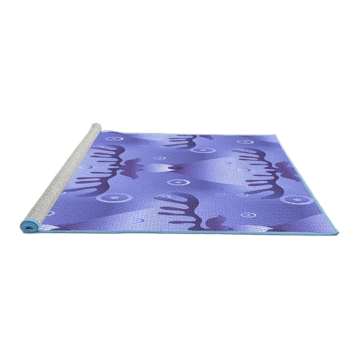 Sideview of Machine Washable Transitional Purple Mimosa Purple Rug, wshpat3092blu