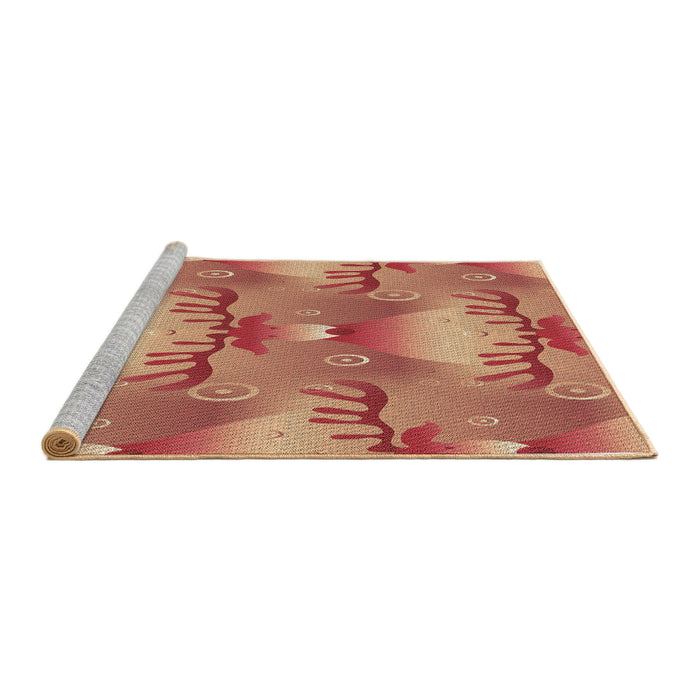 Sideview of Machine Washable Transitional Red Rug, wshpat3092brn