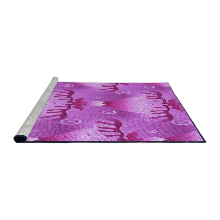Sideview of Machine Washable Transitional Fuchsia Magenta Purple Rug, wshpat3092pur