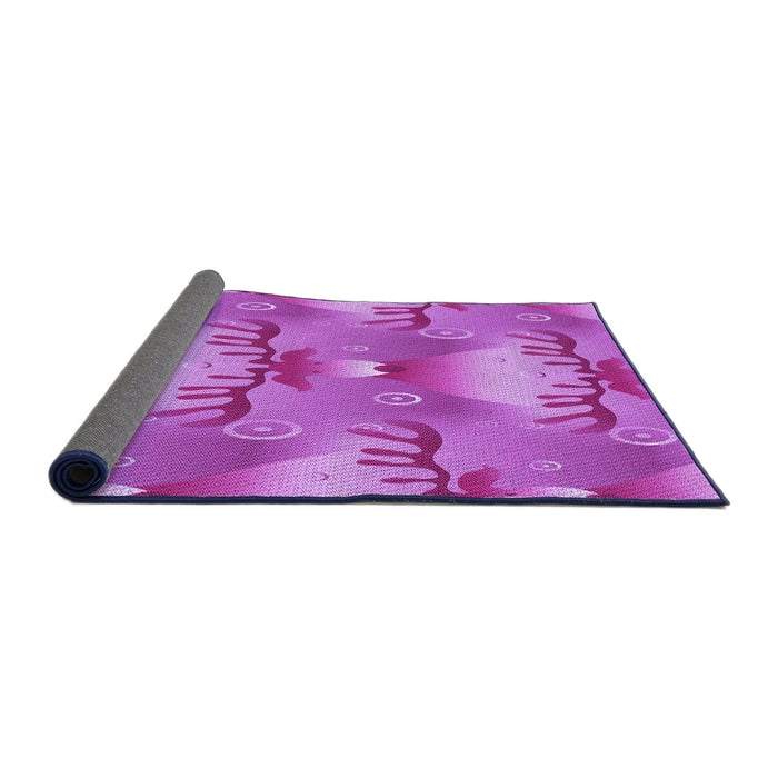Thickness of Patterned Fuchsia Magenta Purple Rug, pat3092pur