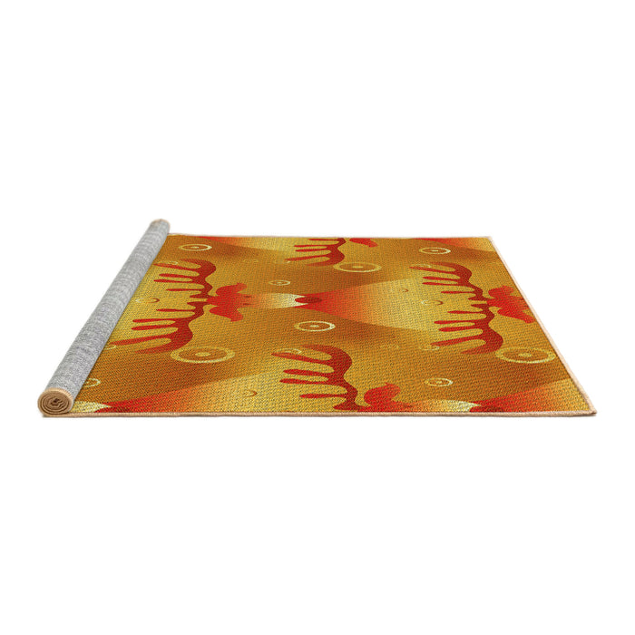 Sideview of Machine Washable Transitional Orange Red Orange Rug, wshpat3092yw