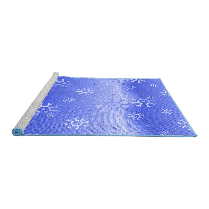Sideview of Machine Washable Transitional Blue Rug, wshpat3093blu