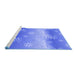 Sideview of Machine Washable Transitional Blue Rug, wshpat3093blu