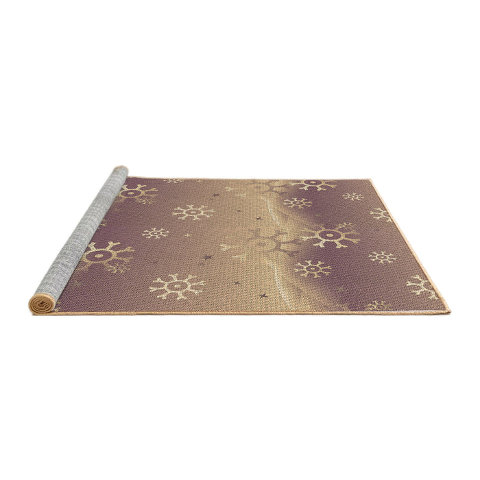 Sideview of Machine Washable Transitional Dark Almond Brown Rug, wshpat3093brn