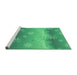 Sideview of Machine Washable Transitional Spring Green Rug, wshpat3093grn