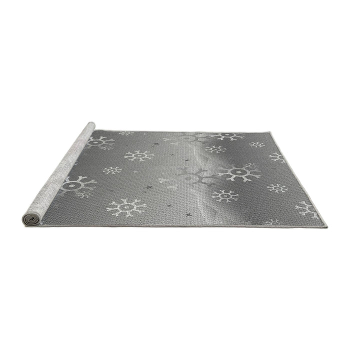Sideview of Machine Washable Transitional Cloud Gray Rug, wshpat3093gry