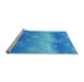 Sideview of Machine Washable Transitional Neon Blue Rug, wshpat3093lblu