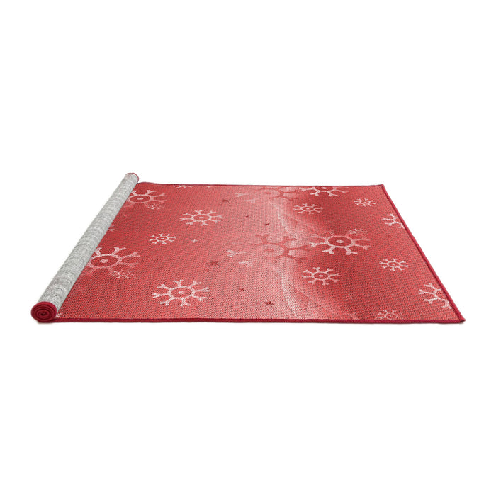 Sideview of Machine Washable Transitional Ruby Red Rug, wshpat3093rd