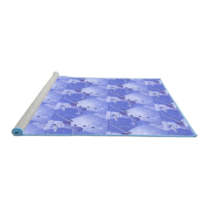 Sideview of Machine Washable Transitional Jeans Blue Rug, wshpat3094blu