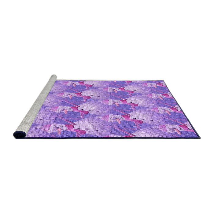 Sideview of Machine Washable Transitional Bright Lilac Purple Rug, wshpat3094pur