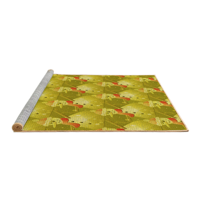 Sideview of Machine Washable Transitional Yellow Rug, wshpat3094yw