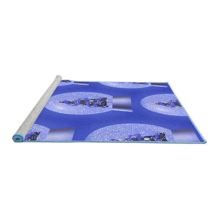 Sideview of Machine Washable Transitional Sky Blue Rug, wshpat3095blu