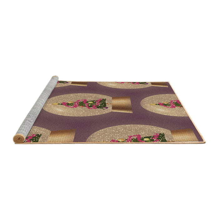 Sideview of Machine Washable Transitional Brown Sand Brown Rug, wshpat3095brn