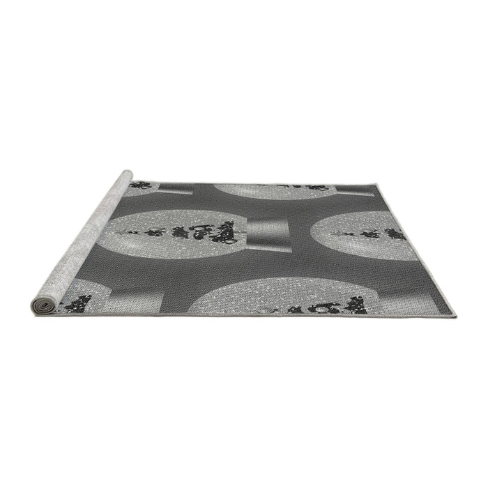 Sideview of Machine Washable Transitional Dark Gray Rug, wshpat3095gry