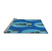 Sideview of Machine Washable Transitional Blue Rug, wshpat3095lblu