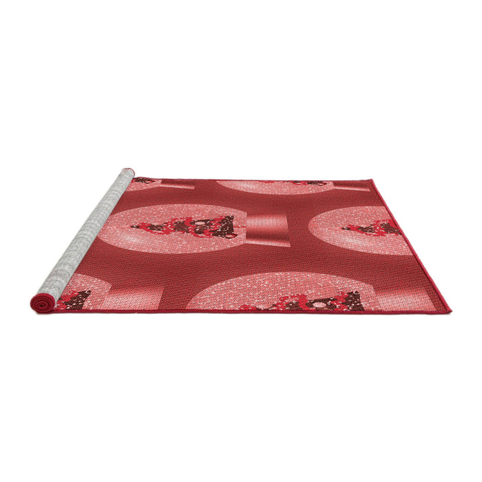 Sideview of Machine Washable Transitional Red Rug, wshpat3095rd