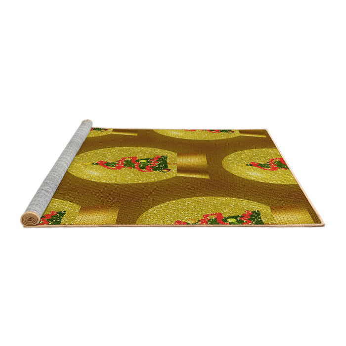 Sideview of Machine Washable Transitional Yellow Rug, wshpat3095yw
