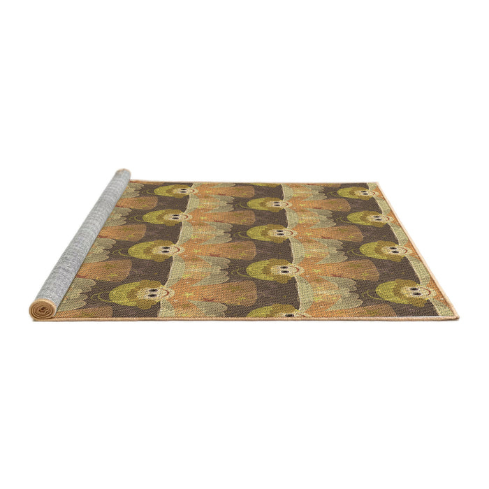 Sideview of Machine Washable Transitional Sienna Brown Rug, wshpat3096brn