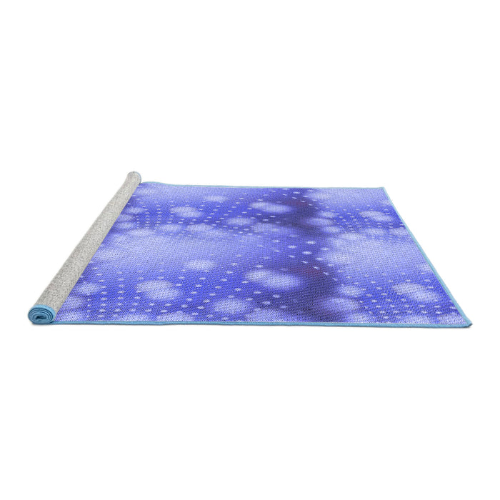 Sideview of Machine Washable Transitional Denim Blue Rug, wshpat3097blu