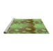 Sideview of Machine Washable Transitional Green Rug, wshpat3097grn
