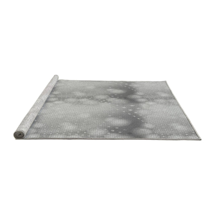 Sideview of Machine Washable Transitional Platinum Silver Gray Rug, wshpat3097gry