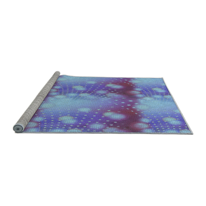 Sideview of Machine Washable Transitional Crystal Blue Rug, wshpat3097lblu