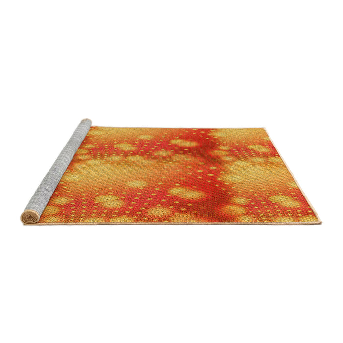 Sideview of Machine Washable Transitional Neon Red Rug, wshpat3097yw