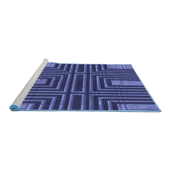 Sideview of Machine Washable Transitional Blue Rug, wshpat3098blu