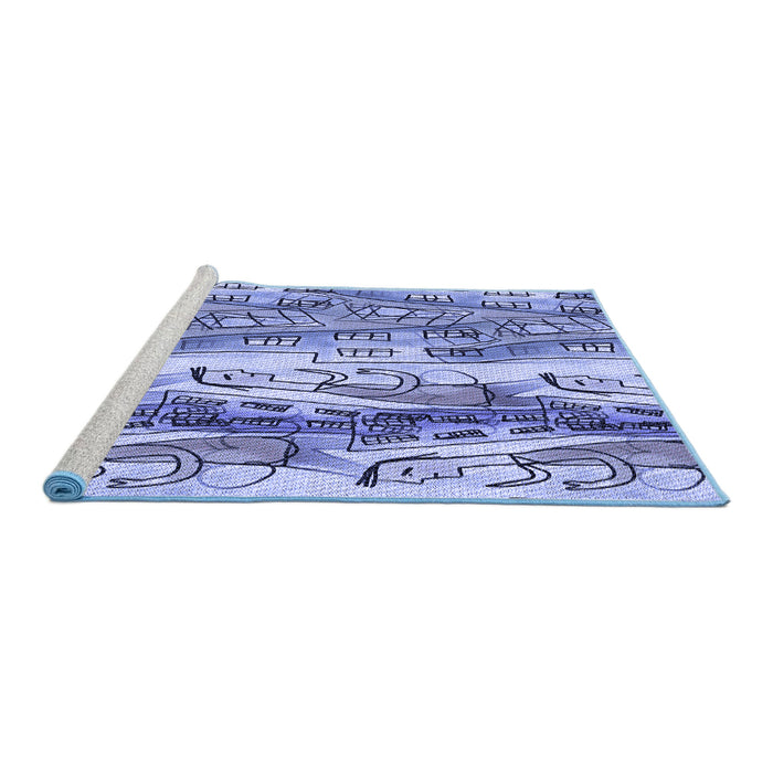 Sideview of Machine Washable Transitional Deep Periwinkle Purple Rug, wshpat3099blu