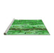 Sideview of Machine Washable Transitional Forest Green Rug, wshpat3099grn