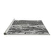 Sideview of Machine Washable Transitional Silver Gray Rug, wshpat3099gry