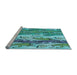 Sideview of Machine Washable Transitional Teal Green Rug, wshpat3099lblu