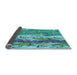 Thickness of Patterned Teal Green Rug, pat3099lblu