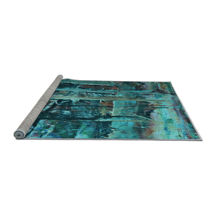 Machine Washable Transitional Dark Turquoise Green Rug in a Bedroom, wshpat31lblu