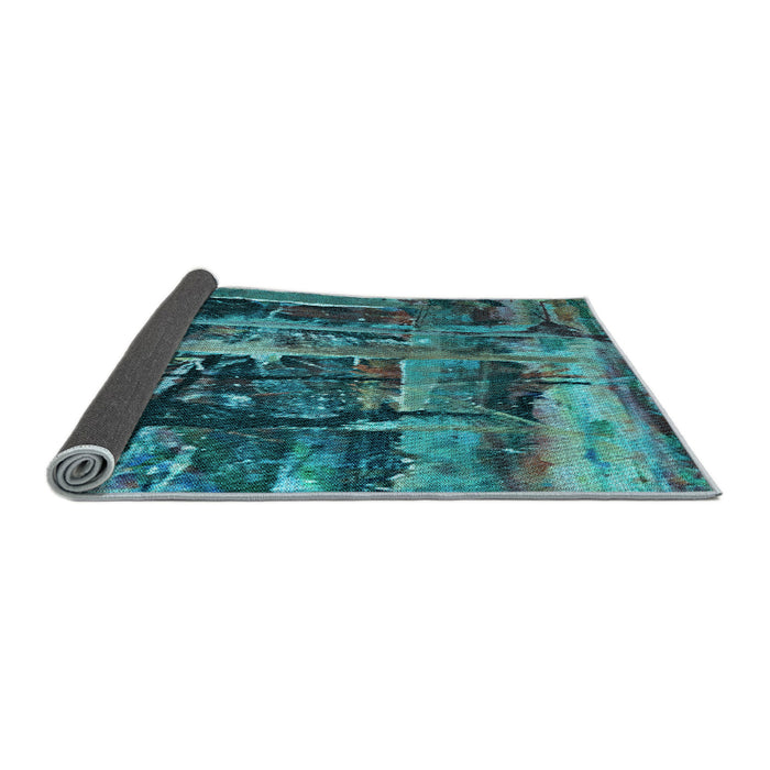 Patterned Dark Turquoise Green Rug, pat31lblu