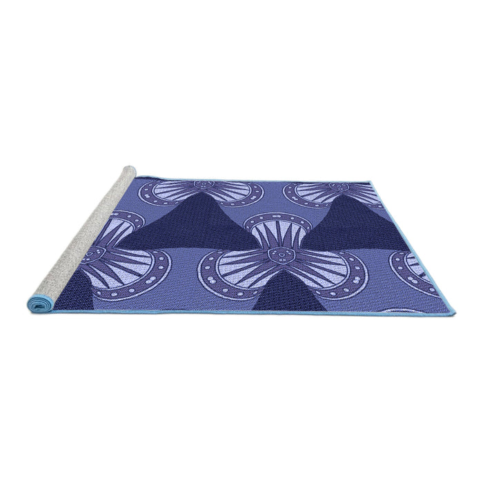 Sideview of Machine Washable Transitional Light Slate Blue Rug, wshpat310blu