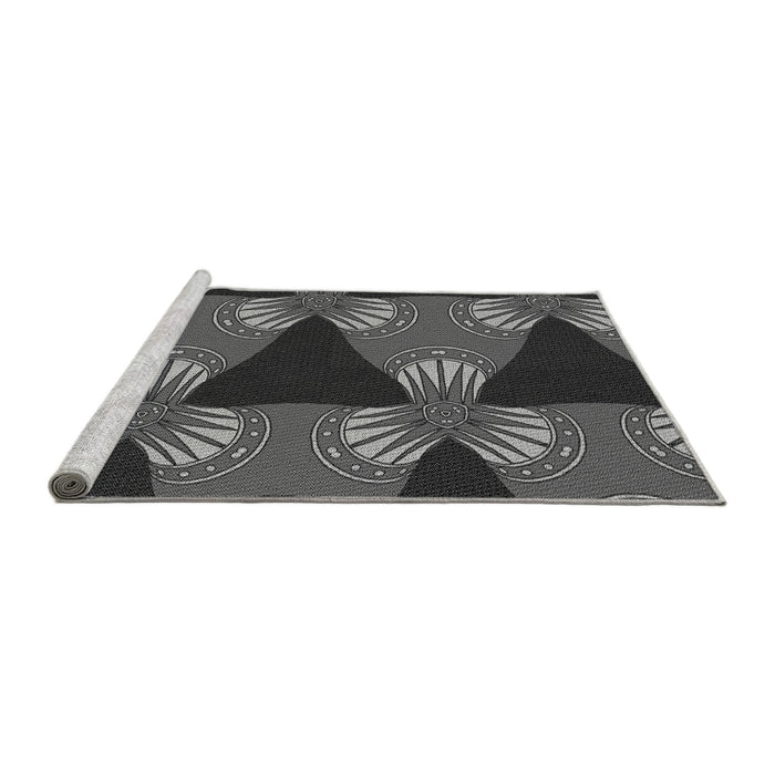 Sideview of Machine Washable Transitional Charcoal Black Rug, wshpat310gry