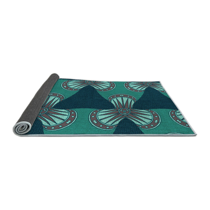 Thickness of Patterned Light Sea Green Rug, pat310lblu