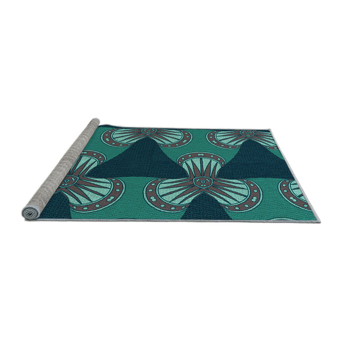 Sideview of Machine Washable Transitional Light Sea Green Rug, wshpat310lblu