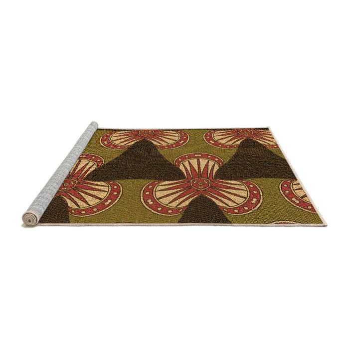Sideview of Machine Washable Transitional Cinnamon Brown Rug, wshpat310org