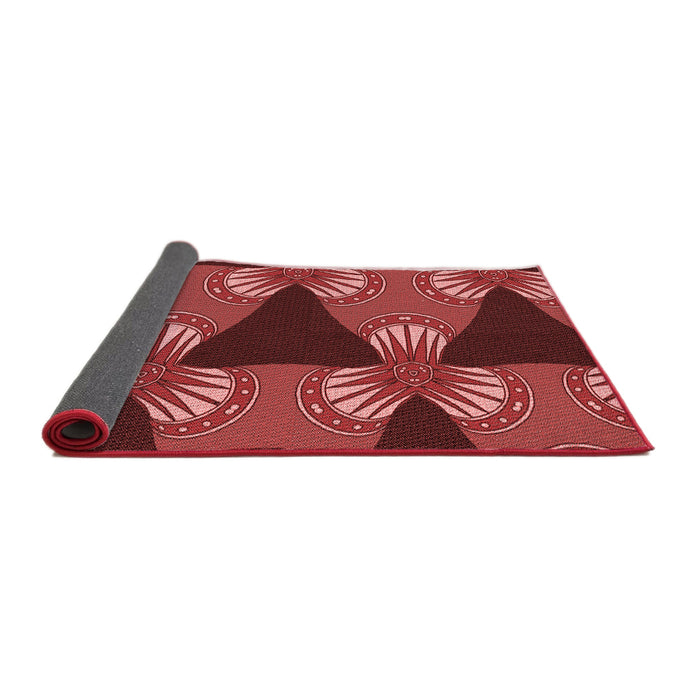 Thickness of Patterned Cranberry Red Rug, pat310rd