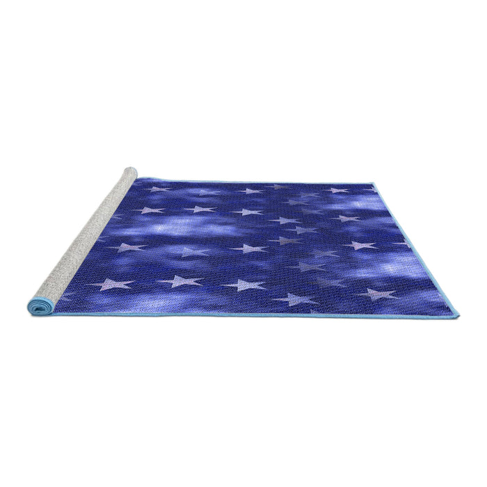 Sideview of Machine Washable Transitional Cobalt Blue Rug, wshpat3100blu
