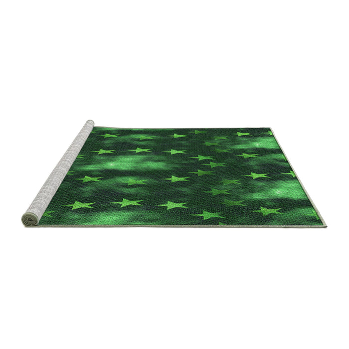 Sideview of Machine Washable Transitional Dark Forest Green Rug, wshpat3100grn