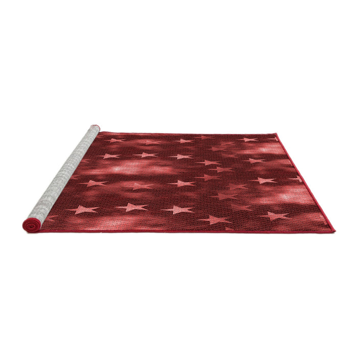 Sideview of Machine Washable Transitional Crimson Red Rug, wshpat3100rd