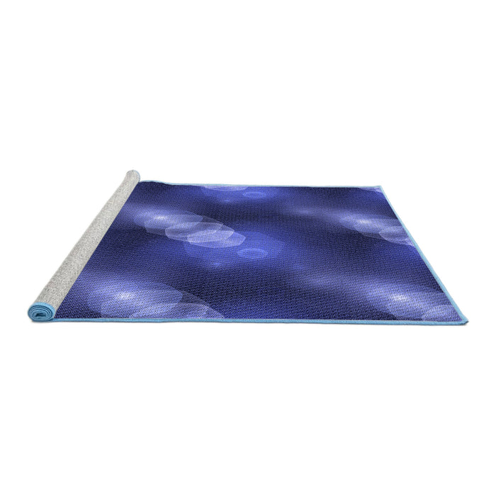 Sideview of Machine Washable Transitional Denim Dark Blue Rug, wshpat3101blu