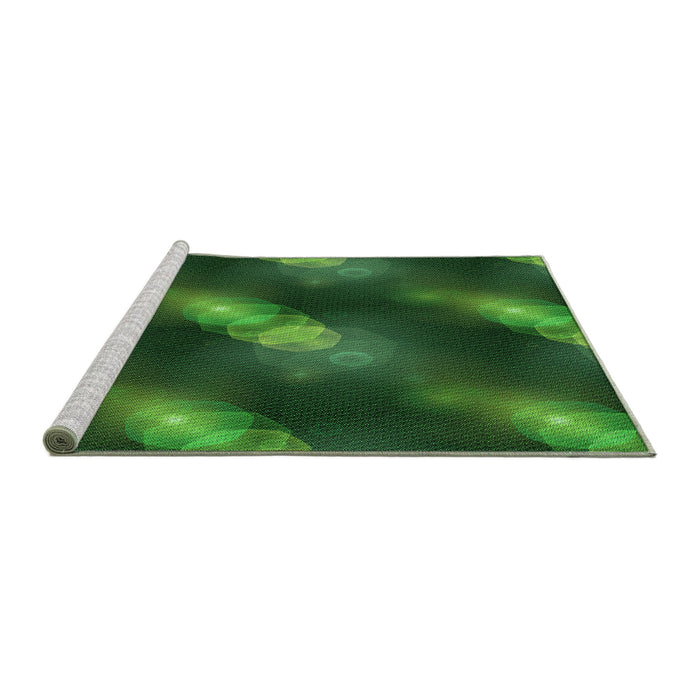 Sideview of Machine Washable Transitional Deep Emerald Green Rug, wshpat3101grn