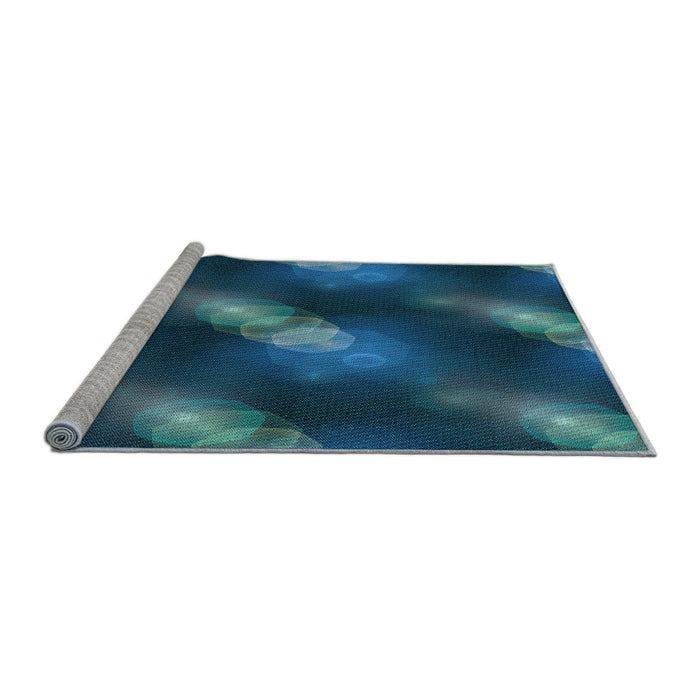 Sideview of Machine Washable Transitional Blue Ivy Blue Rug, wshpat3101lblu