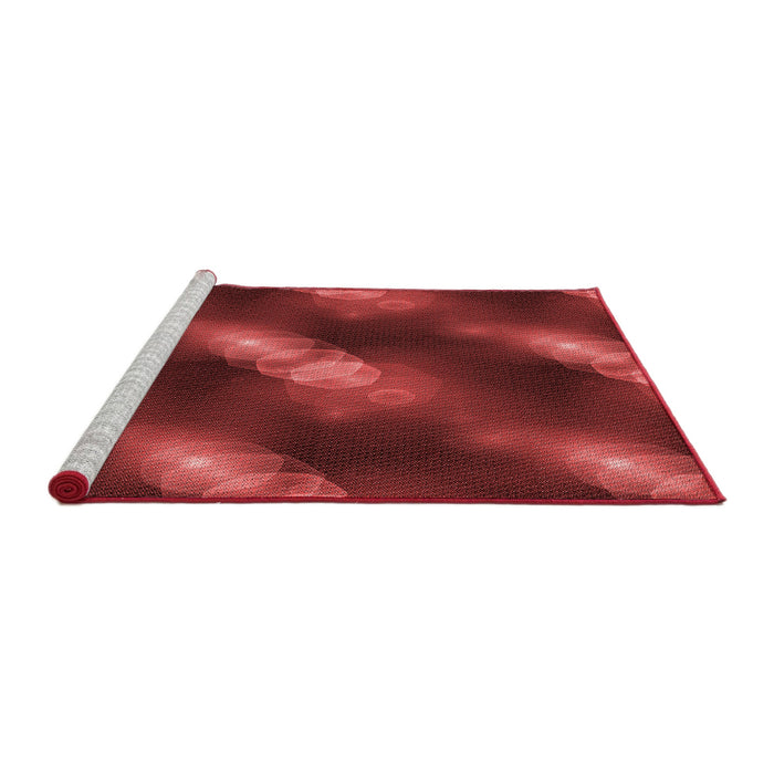 Sideview of Machine Washable Transitional Cranberry Red Rug, wshpat3101rd