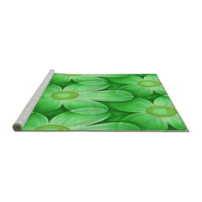 Sideview of Machine Washable Transitional Neon Green Rug, wshpat3102grn